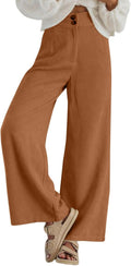 Corduroy Wide Leg Pants High Waisted Double Buttoned - Casual Chic