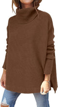 Turtleneck Oversized Pullover Sweater - Cozy Asymmetric Knit