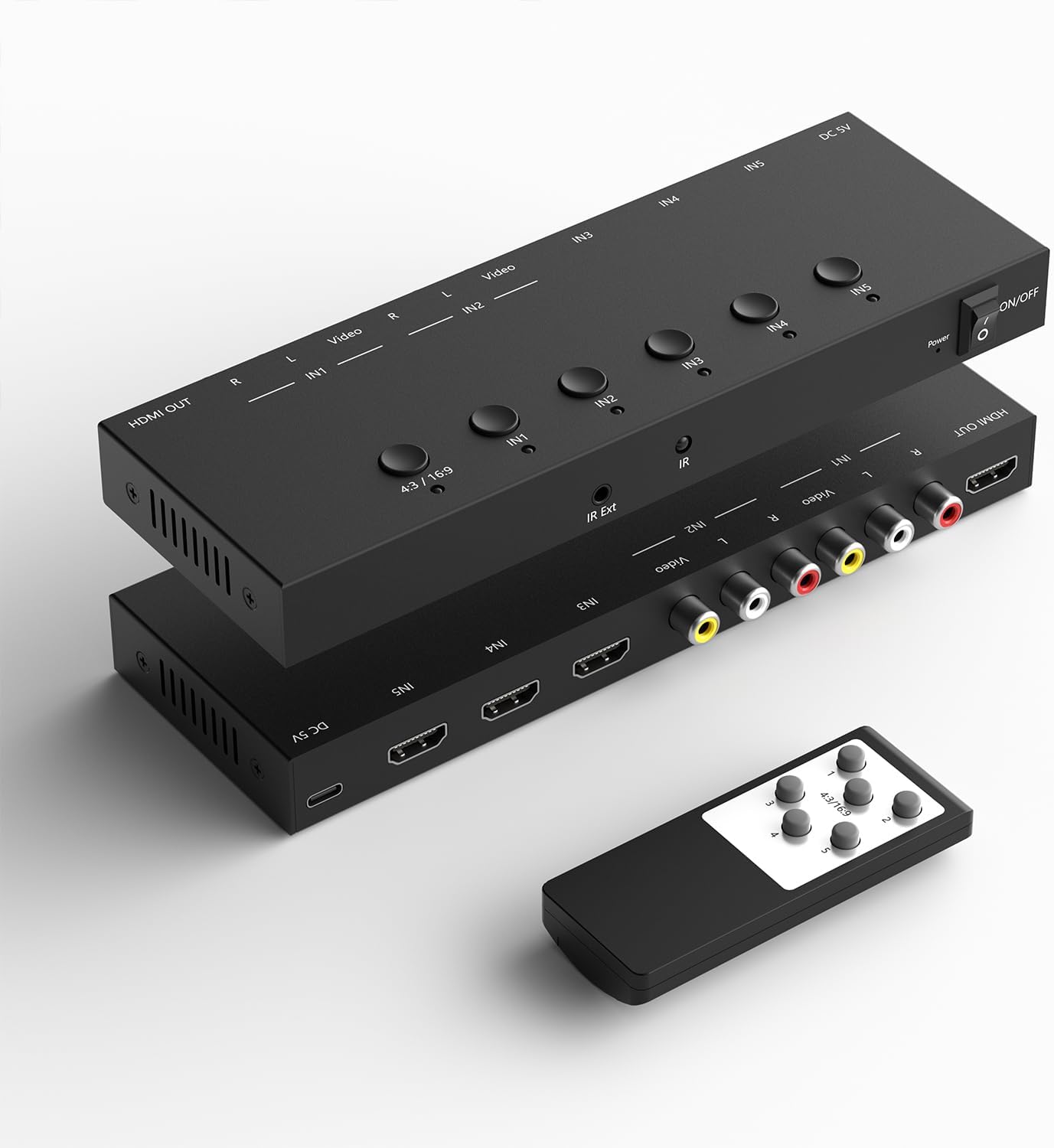Dingsun 3 Way HDMI 2.0 Switcher and RCA to HDMI Converter