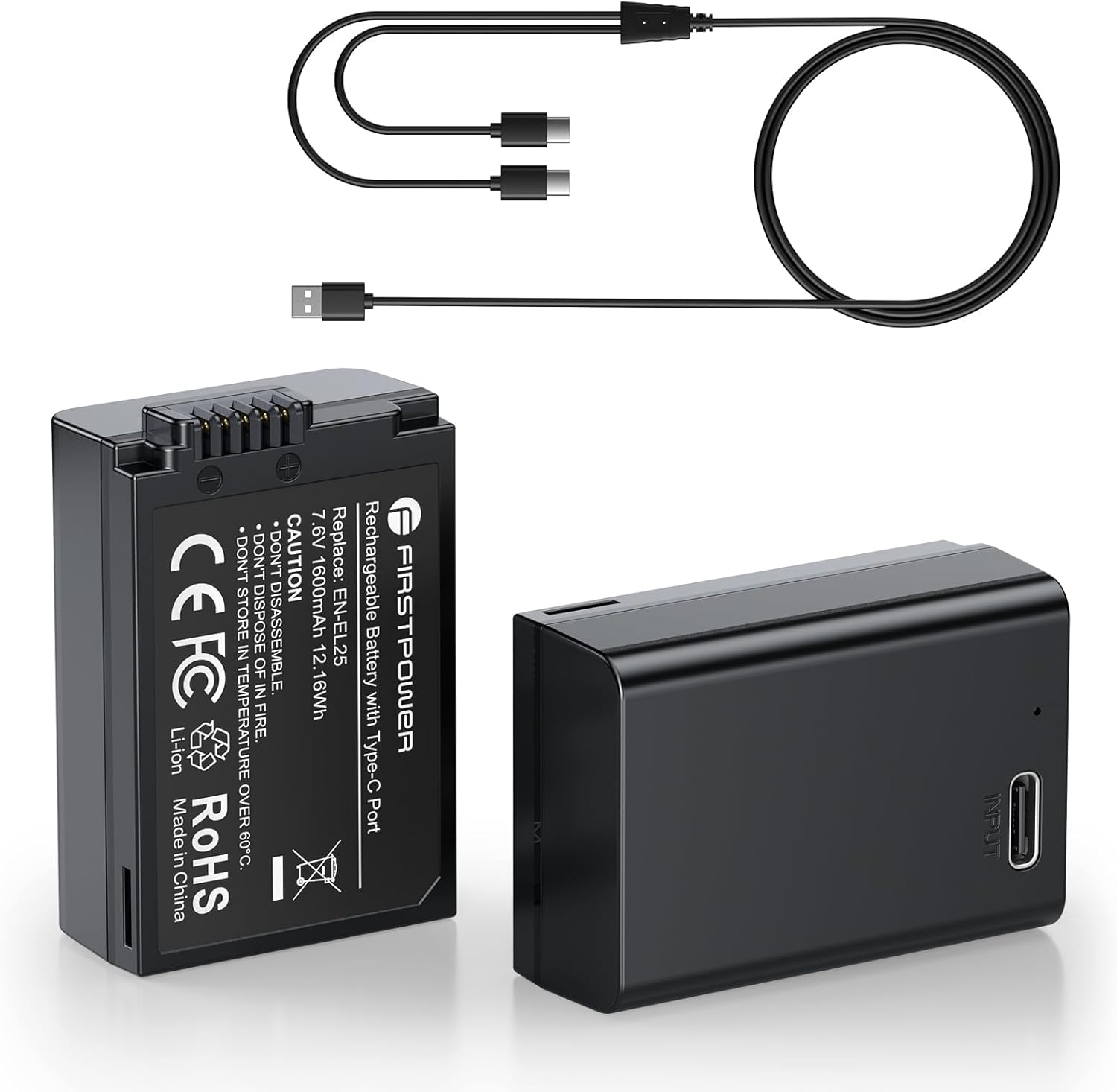 FirstPower EN-EL25 Battery 2-Pack with USB-C Fast Charging