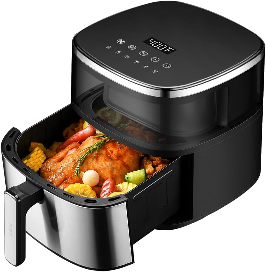 ASZ 6qt Digital Air Fryer - 6-in-1 Presets, 85% Less Oil
