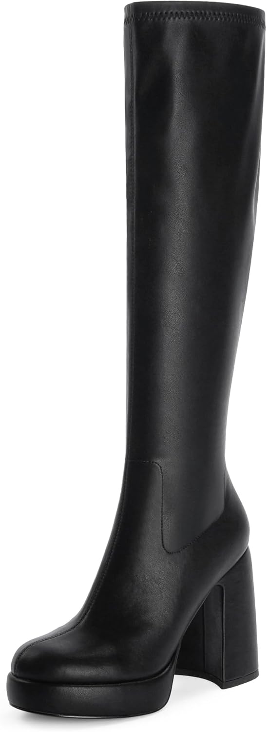 Platform Knee High Boots for Women with Chunky Heel Design