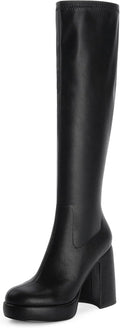 Platform Knee High Boots for Women Chunky Heel Rounded
