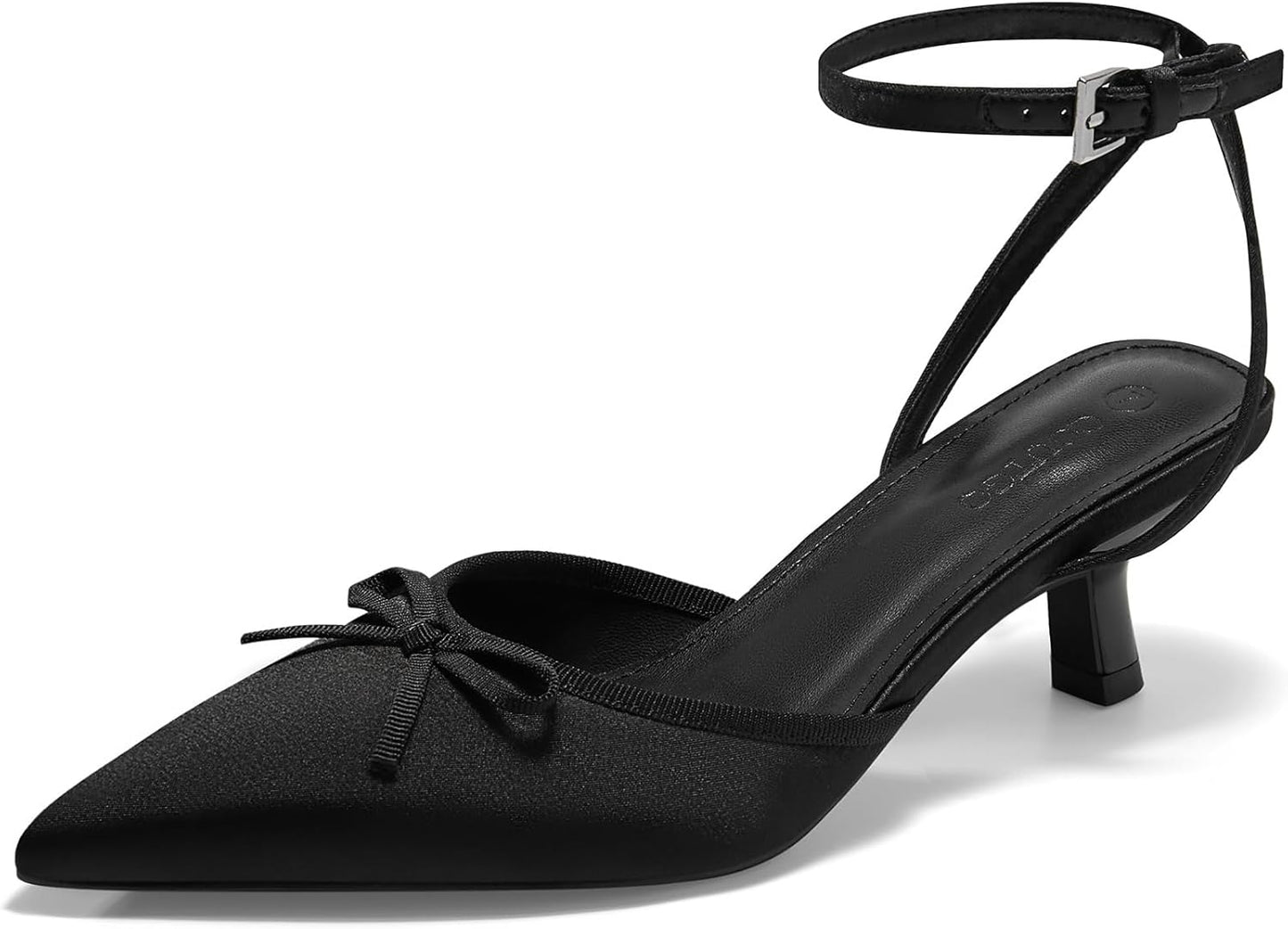 Coutgo Satin Kitten Low Heels with Bow for Elegant Occasions