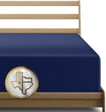 California King Navy Blue 1000 TC Egyptian Cotton Fitted Sheet - Deep