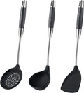 Silicone Wok Spatula, Ladle & Skimmer Set - Heat Resistant Wok Tools