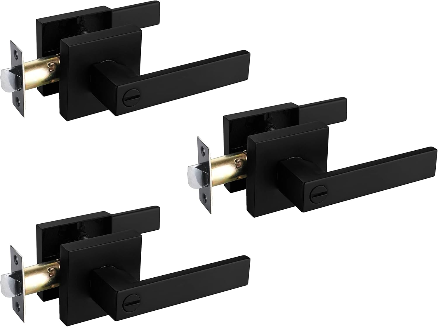 NEWBANG Solid Door Lever Handle in Matte Black Finish for Privacy