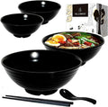 4 Ramen Bowls 12 Piece Pho Set All Black Melamine - Restaurant-Grade