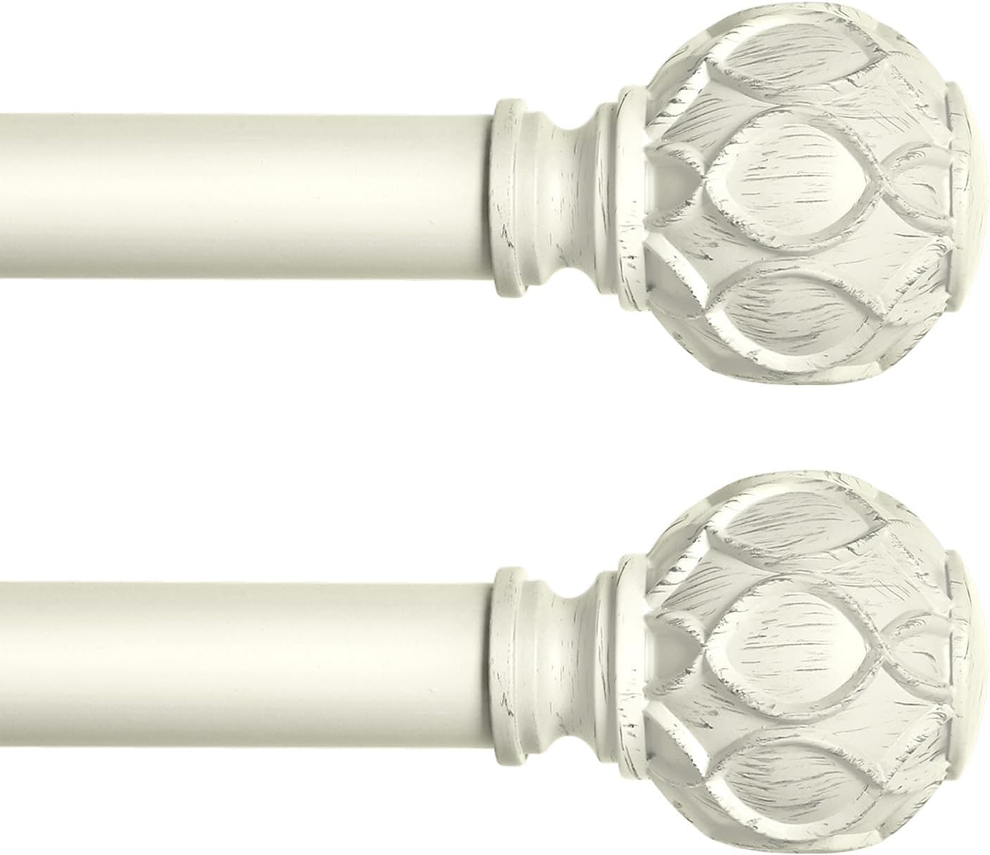 White Farmhouse Curtain Rods for Windows: Heavy Duty Adjustable