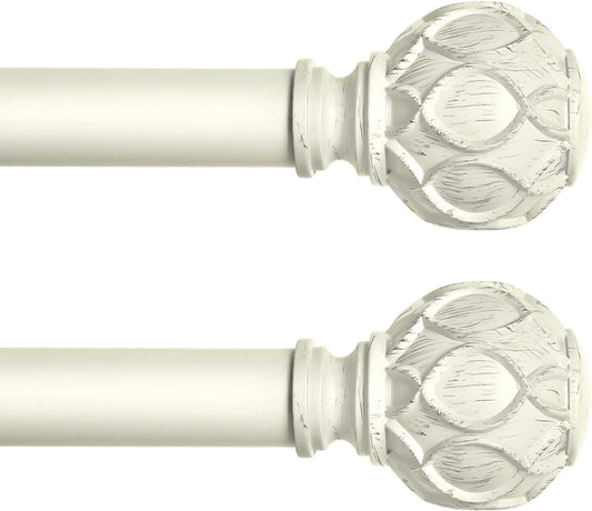 Heavy Duty Adjustable White Farmhouse Curtain Rods for Windows