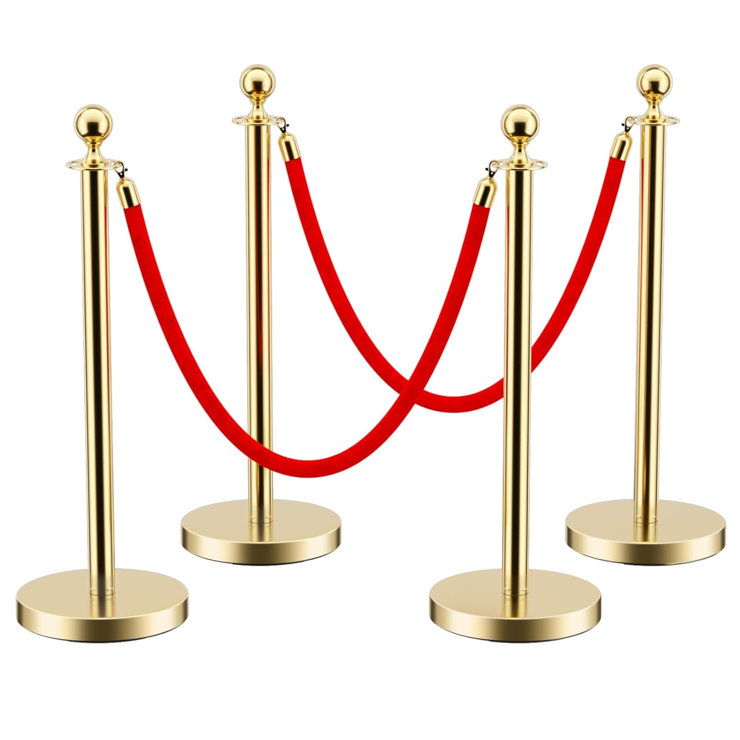 Stainless Steel Stanchion Post Set with Red Velvet Ropes for Events