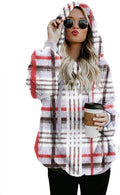 Women Casual Double Fuzzy Sweatshirt Faux Fleece Zip Pullover Hoodie 2