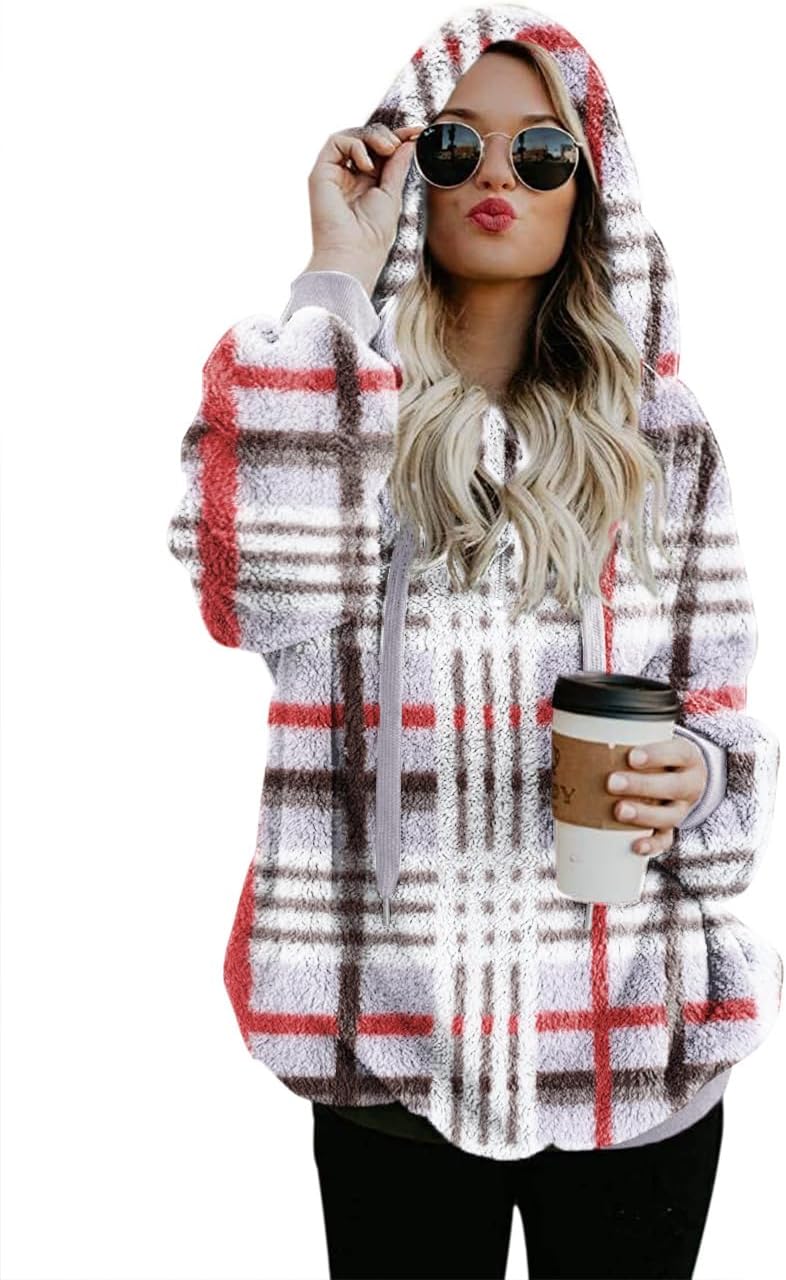 Women Casual Double Fuzzy Sweatshirt for Cozy Fall Days
