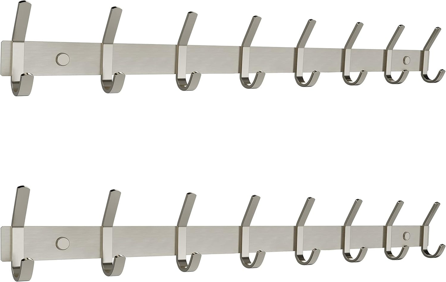 Brushed Nickel Coat Rack Wall Mount with 8 Heavy Duty Hooks