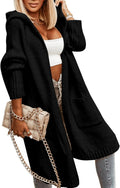 Aoysky Womens Long Cable Knit Hooded Cardigan - Cozy Oversized Fit if