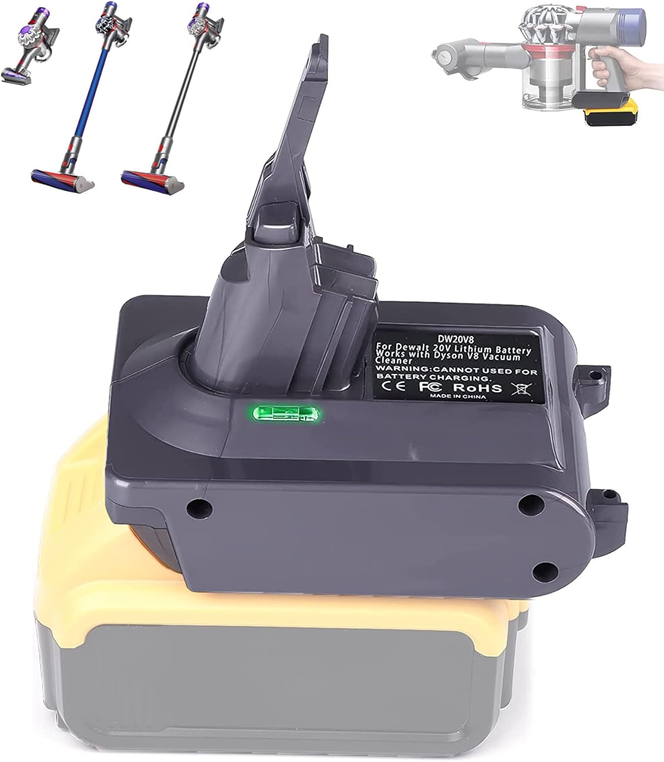 Dyson V8 Battery Adapter - Convert to Dewalt 20V