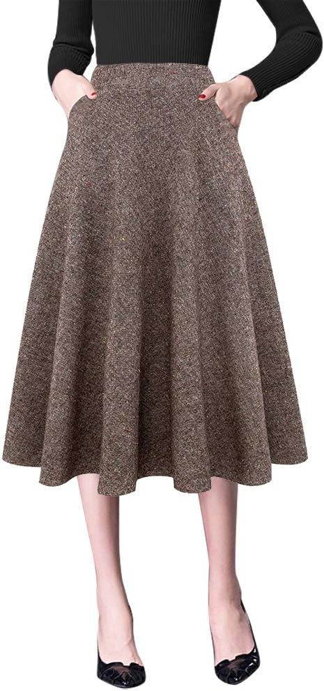 High Waist Aline Pleated Midi Skirts for Women in Fall Fashion