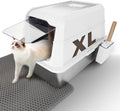 Stainless Steel Litter Box with Lid - Extra Large, Odor-Proof