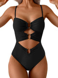 One Piece Swimsuit Ring Linked Monokini - Flattering Cutout Design You