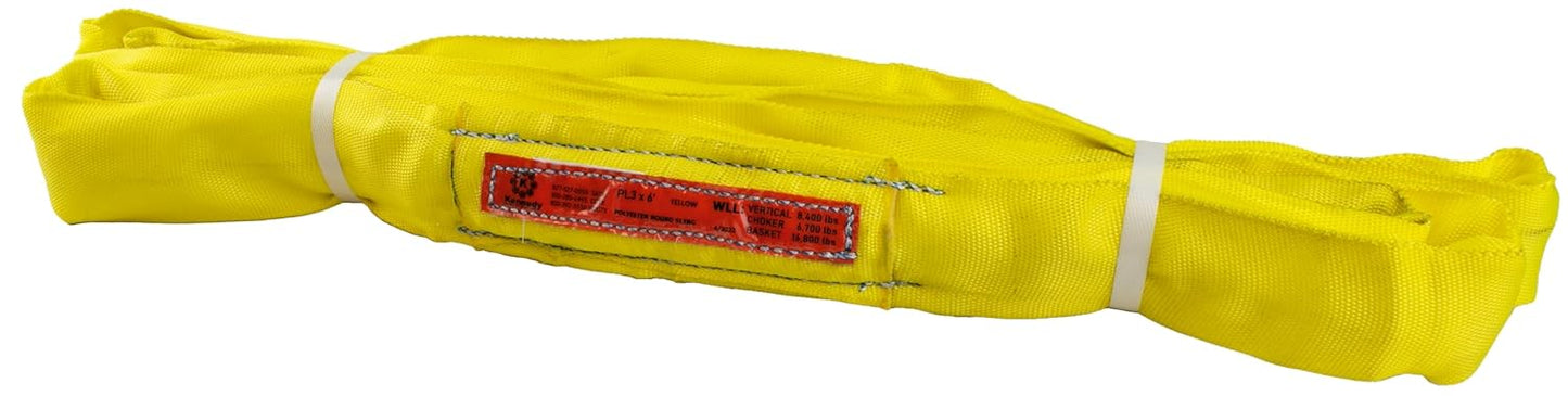 Power Lift PL3x6ft Yellow Polyester Round Sling for Heavy Loads