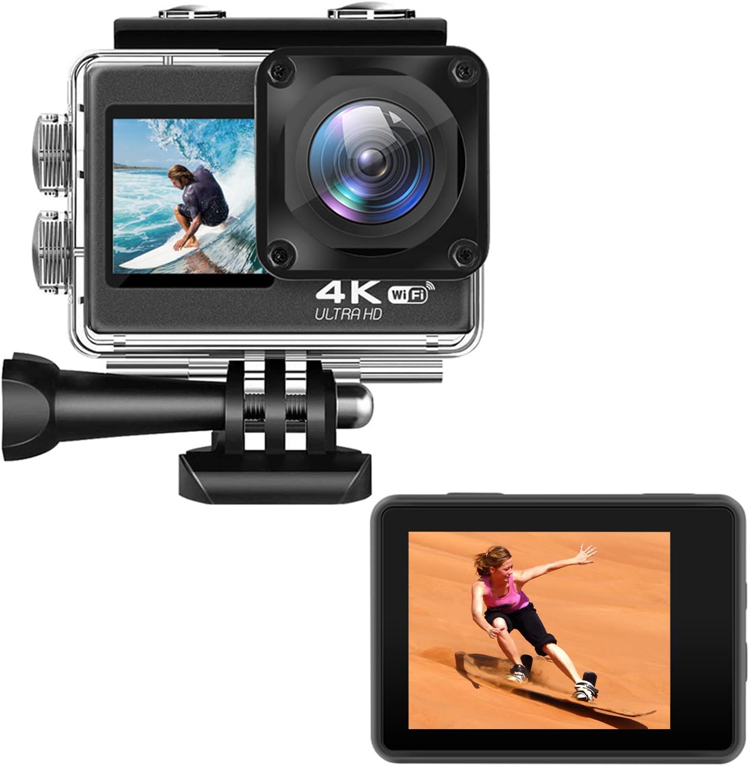Hesond Ultra HD 4K Action Camera - Smooth EIS, Waterproof, WiFi