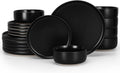Stoneware Dinnerware Set 18-Piece for 6 - Matte Frosting Black