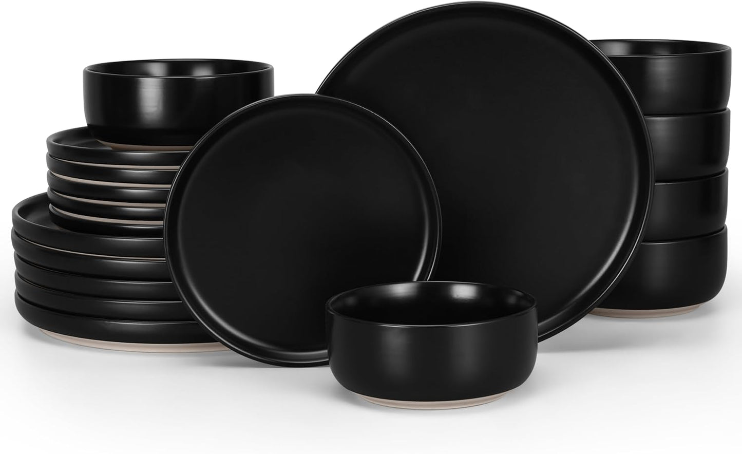 HaWare Stoneware Dinnerware Set for 6 - 18-Piece Plates & Bowls