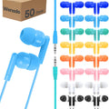50 Pack Bulk Kids Earbuds for School Classroom Library - Multi Color