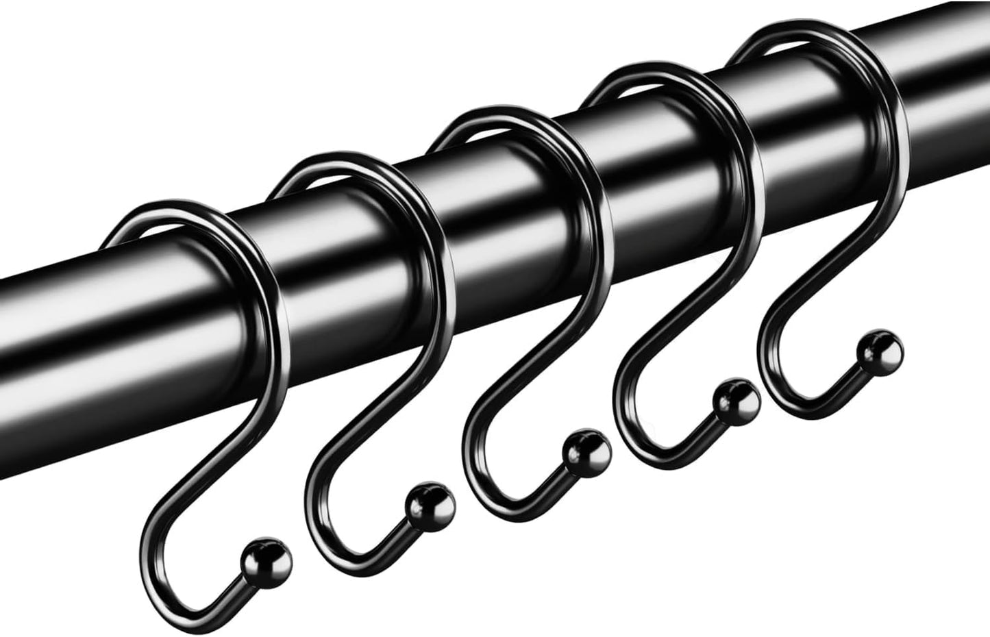 Sleek S-Shaped Shower Hooks - Set of 12