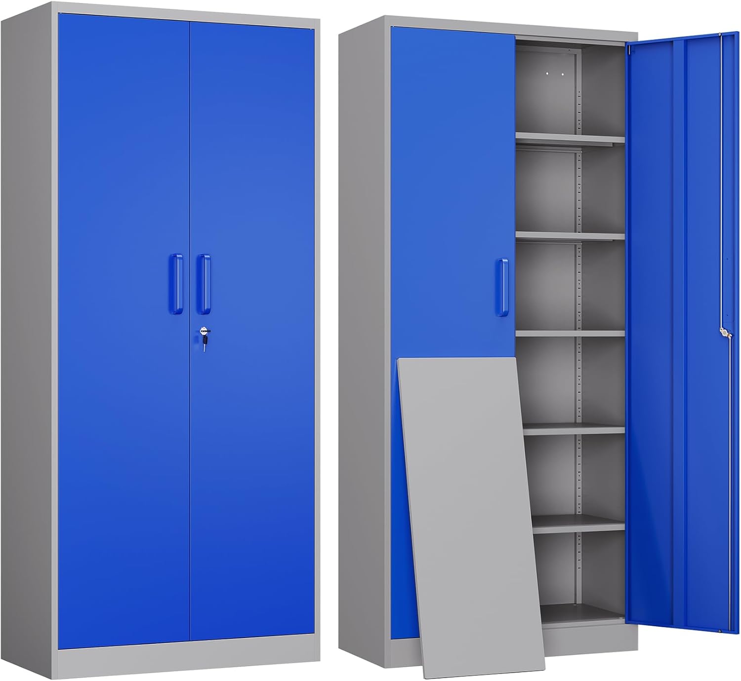 Yizosh Metal Garage Storage Cabinet with 5 Adjustable Shelves