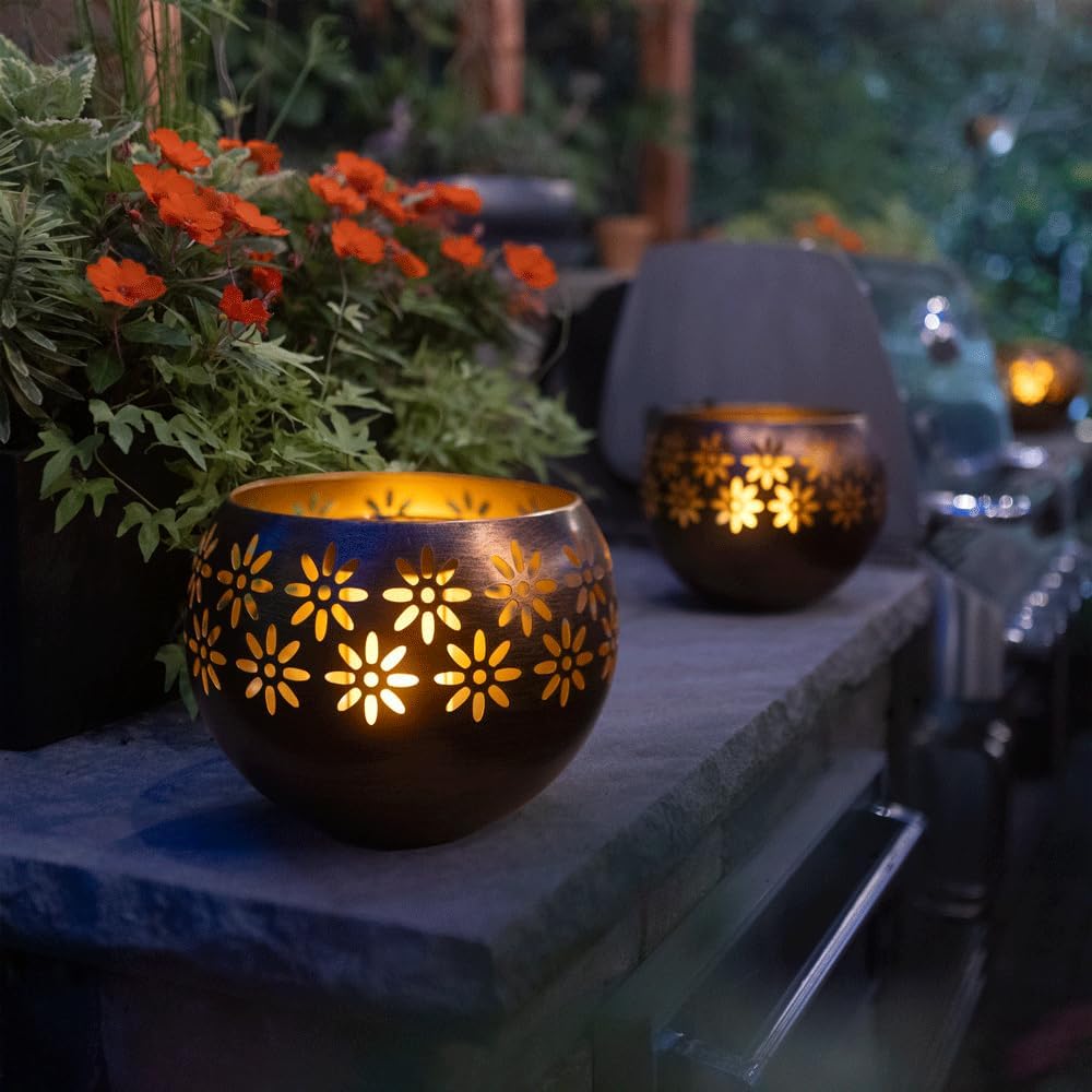 Original Solar Fire Bowl 8in Outdoor Waterproof Lanterns for Decor