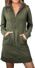 Sweatshirt Dress for Women Half Zip V Neck - Cozy Fall Tunic