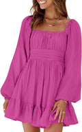 Square Neck Tie Back Mini Dress - Flattering A-Line