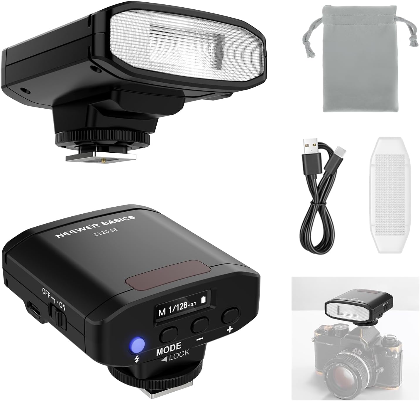 NEEWER Basics Mini Camera Flash Speedlite GN12 for Photographers