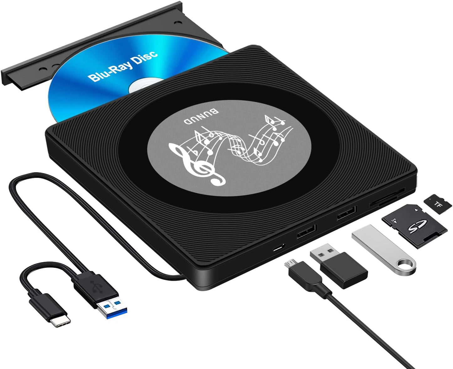 High-Speed External Blu Ray Drive with 2 USB Slots