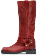 Knee High Riding Boots Square Toe Slip-On - Comfortable Low Chunky