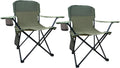 Folding Outdoor Beach Camp Chair with Cup Holder and Storage - Red