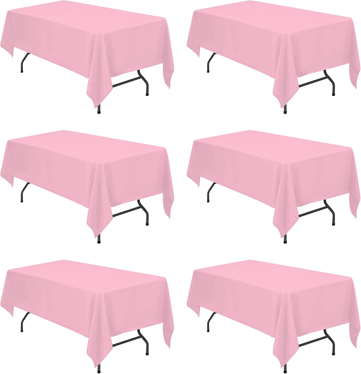 Premium 6 Pack Pink Tablecloths for 6 Foot Rectangle Tables