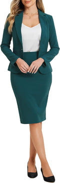Allegra K Women's 2 Piece Skirt Suit Set - Polished Professional Look