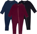 Baby Pajamas 3Pcs Footless Rayon Rompers - 2-Way Zipper Pack