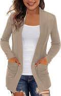 Women's Lightweight Open Front Cardigan with Pockets - Casual Layering