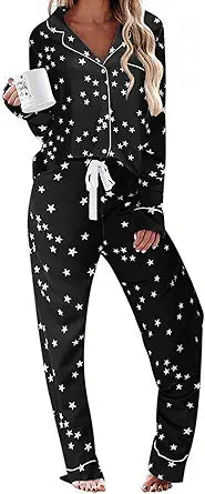 Ekouaer Women's Pajamas Long Sleeve Sleepwear Soft Pjs Set