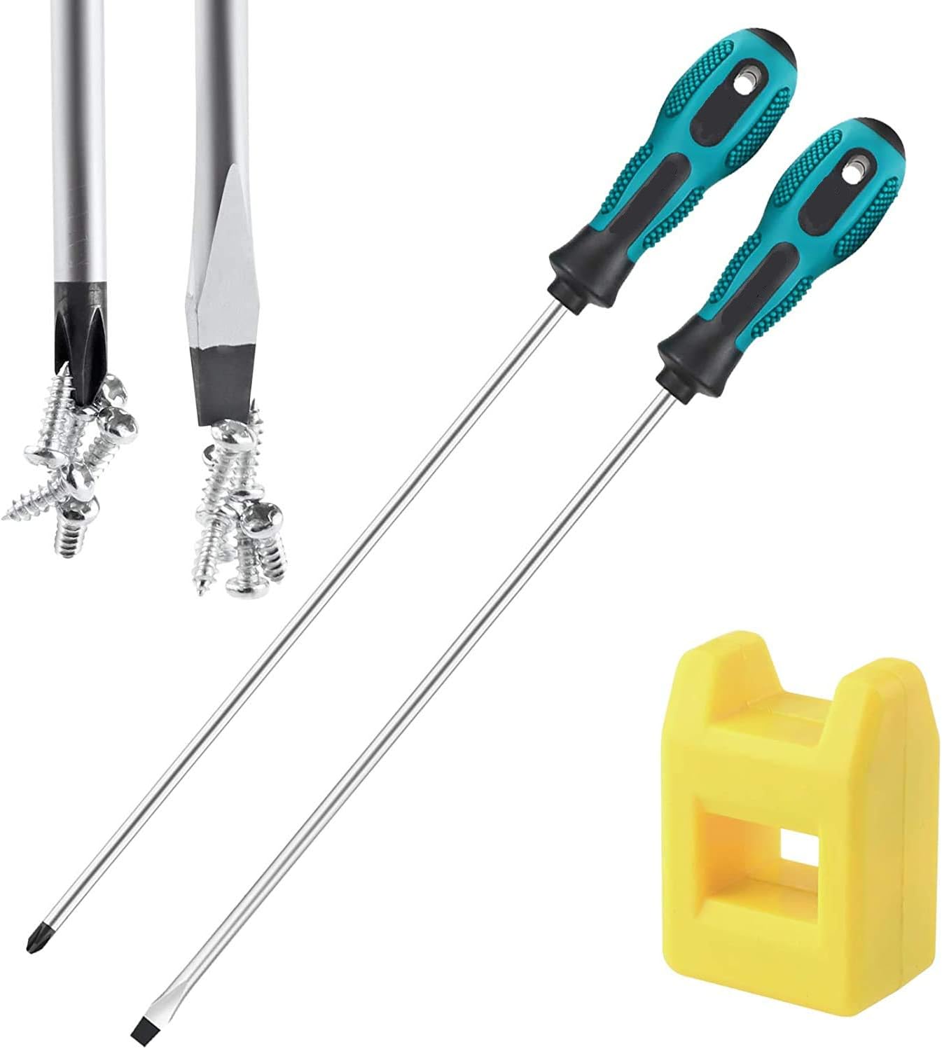 12'' Magnetic Long Screwdriver Set x2 - Easy Reach & Grip!