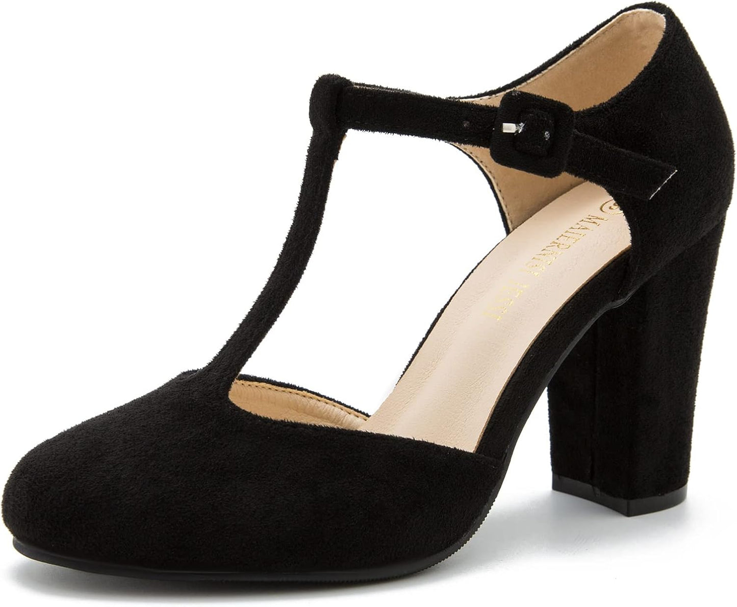 Stylish Women's T-Strap Block Chunky Heel Mary Jane Pumps
