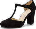 Women's T-Strap Block Chunky Heel Mary Jane Pumps - Classic Comfort