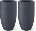 Kante 24 Inch Tall Round Concrete Planter, 2 Pack - Modern