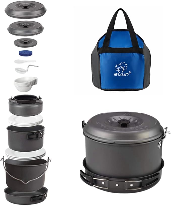Bulin Camping Cookware Mess Kit for Outdoor Cooking Adventures