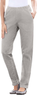 Woman Within Plus Size Straight Leg Denim Jeans - Pull-On Comfort