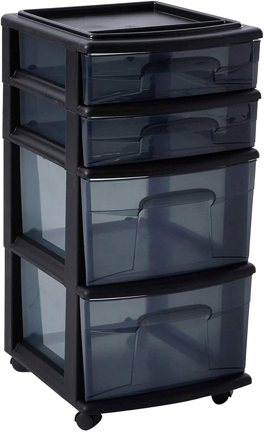 HOMZ 4-Tier Clear Black Drawer Tower - Efficient Storage
