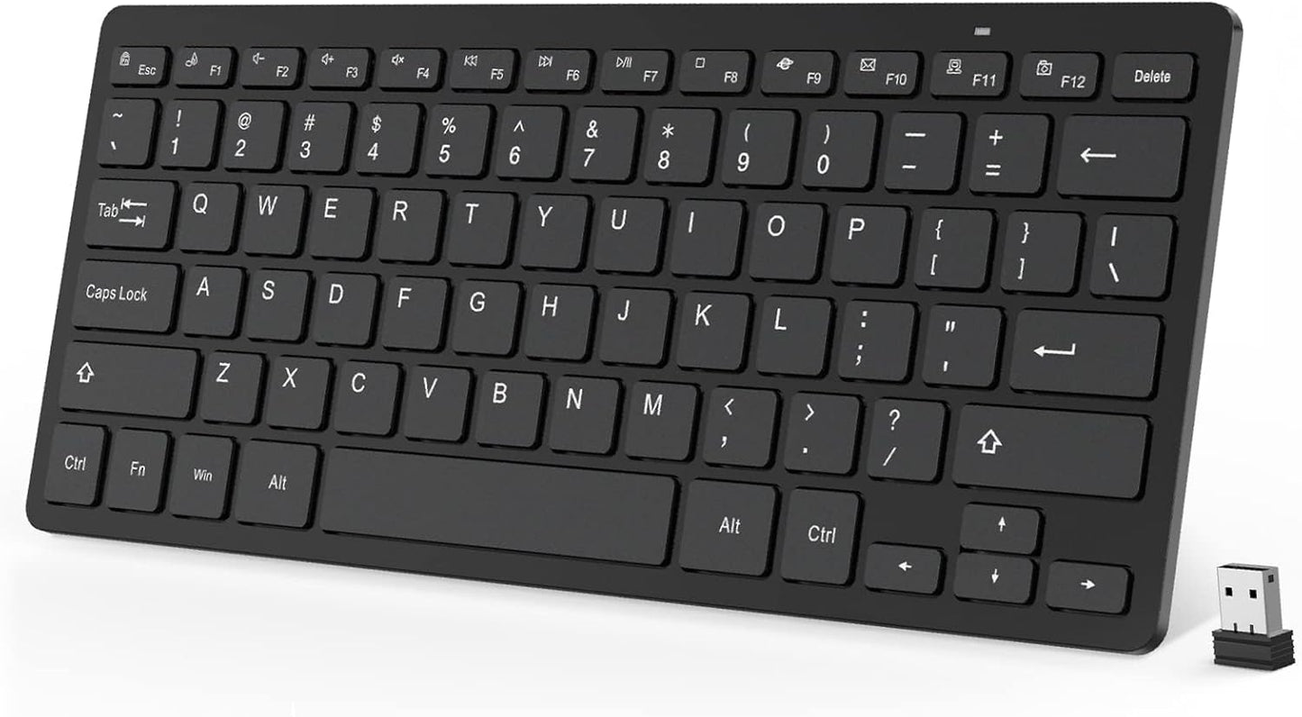 OMOTON Slim 2.4G Wireless Keyboard - Compact & Quiet - Black